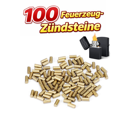 100 Stück Feuerzeug-Zündsteine – Ersatz-Feuersteine zum Nachfüllen – passend für Clipper & Zippo