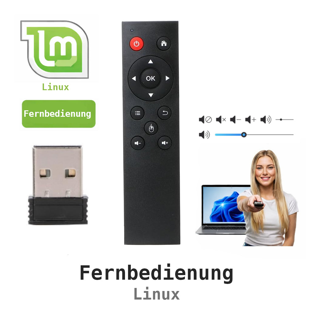 Linux & Raspberry Pi Fernbedienung kompatible Remote – USB Steuerung HTPC Kodi Maus Tastatur Plug & Play