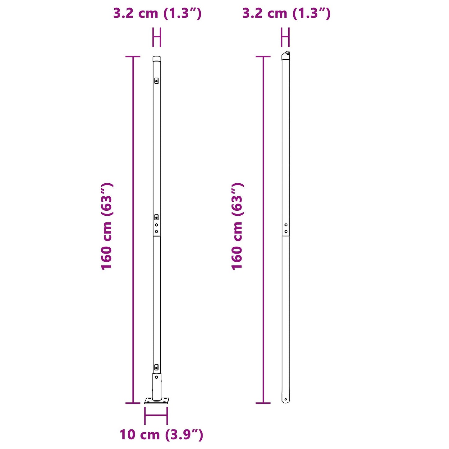 Zaunpfosten Set aus 104 Grau Beton 3,2 x 3,2 x 83,5 cm