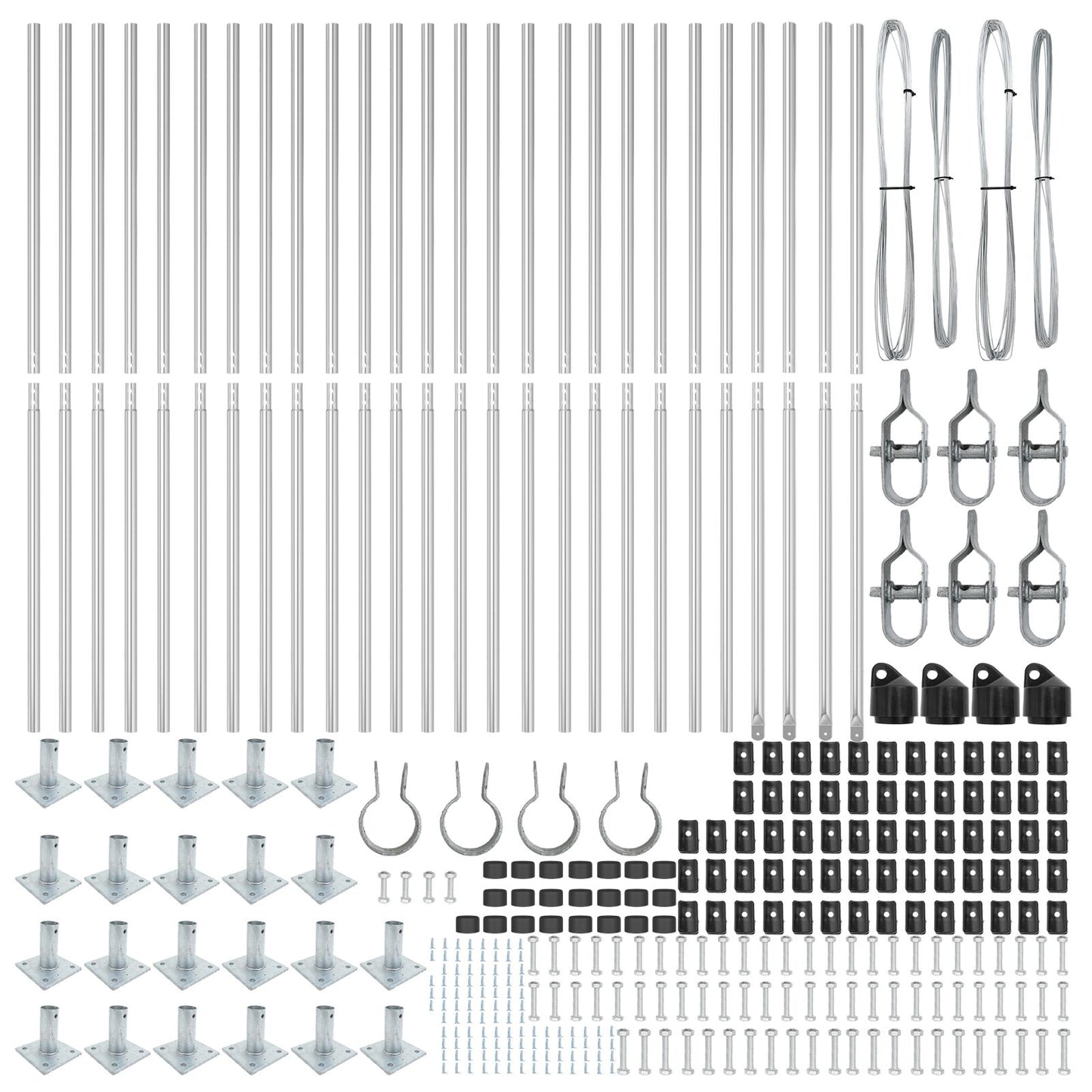 Zaunpfosten Set aus 52 Verzinkter Stahl 3.2 x 3.2 x 88.5 cm