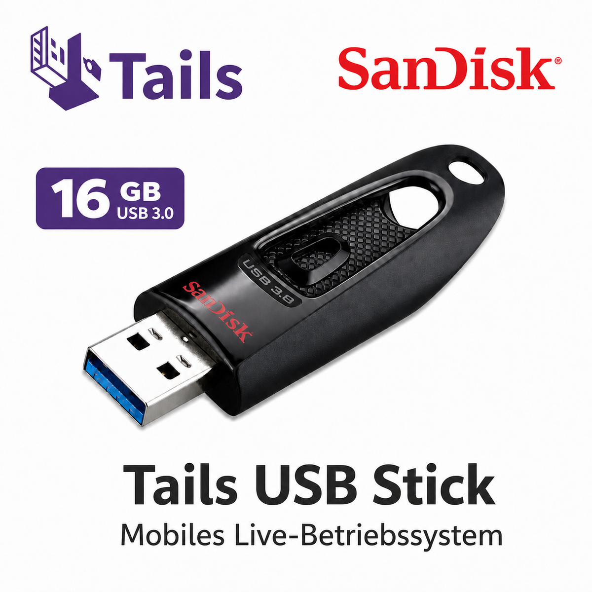 Tails USB Stick 16 GB als startfähiges mobiles Live-Betriebssystem
