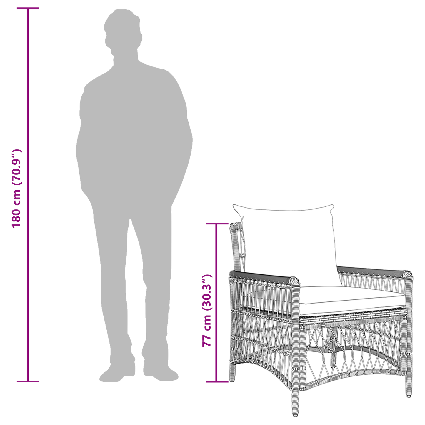 Gartenstuhl Grau Poly-Rattan