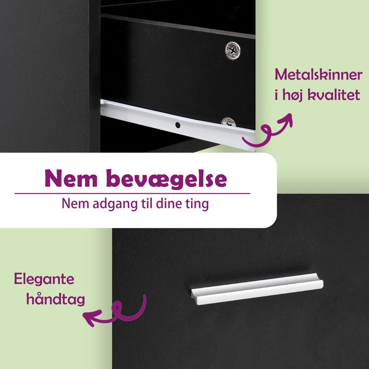 Schubunterschrank Lyon Schwarz 50x46x81,5 cm Holzwerkstoff