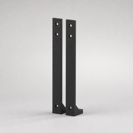 Zwei schwarze 90-Grad-Montageschienen für zwei 120mm PC-Lüfter