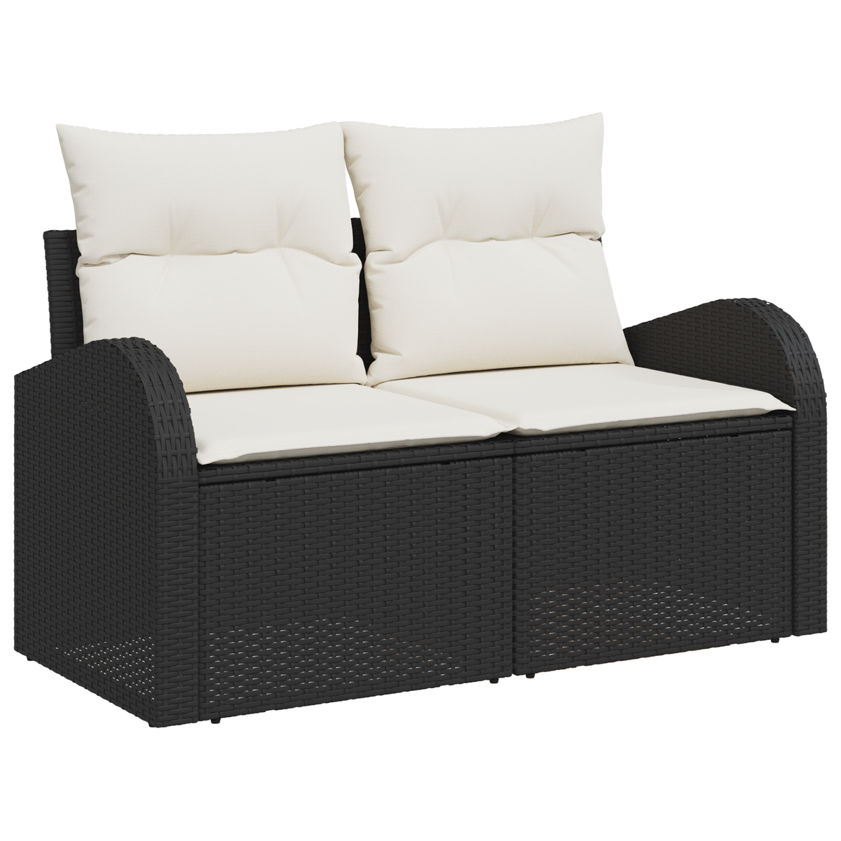 Gartensofa mit Kissen Schwarz 124 x 62 x 69cm Poly-Rattan