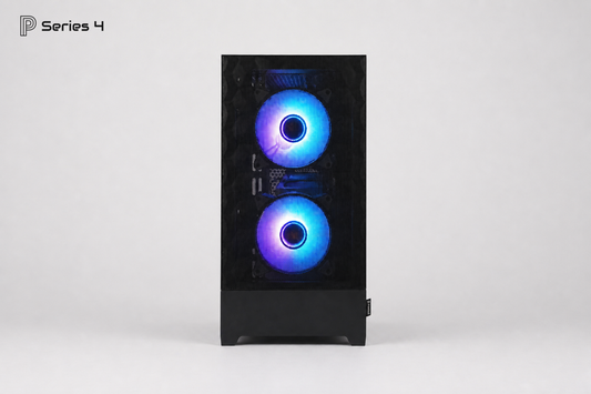 Praktikoo Series 4 Gaming-PC von vorne mit zwei RGB-Lüftern