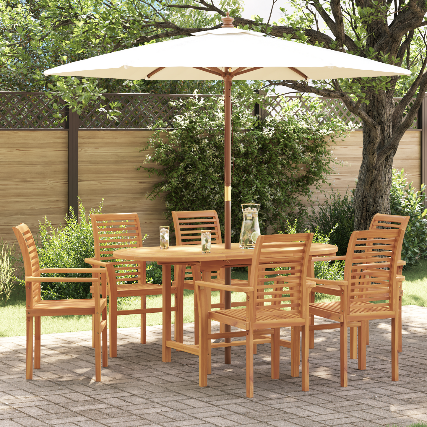 7 Teiliges Garten Essgruppen Set Massivholz Teak