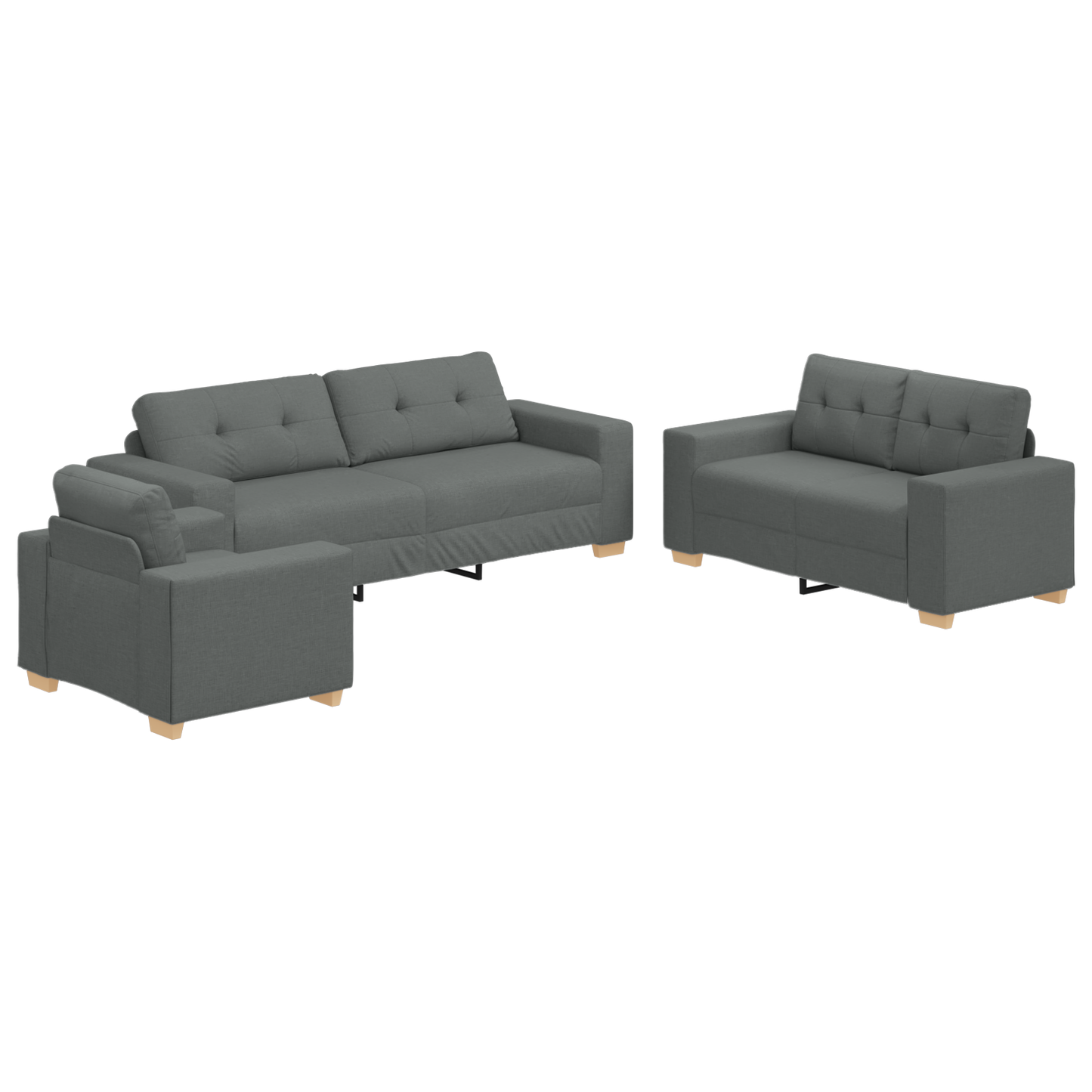 Sofa Set mit Kissen mit Kissen Grau Stoff