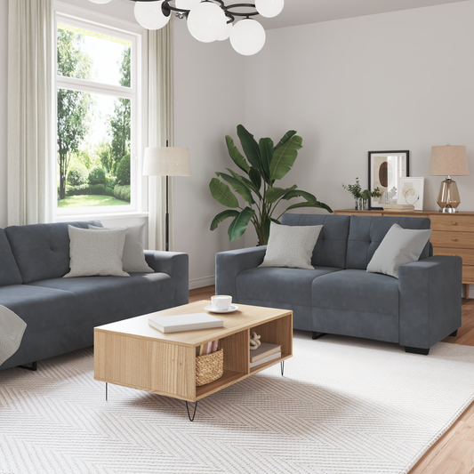 Sofa Set mit Kissen mit Kissen 3 pcs Grau 221 x 78 x 80 cm Samt