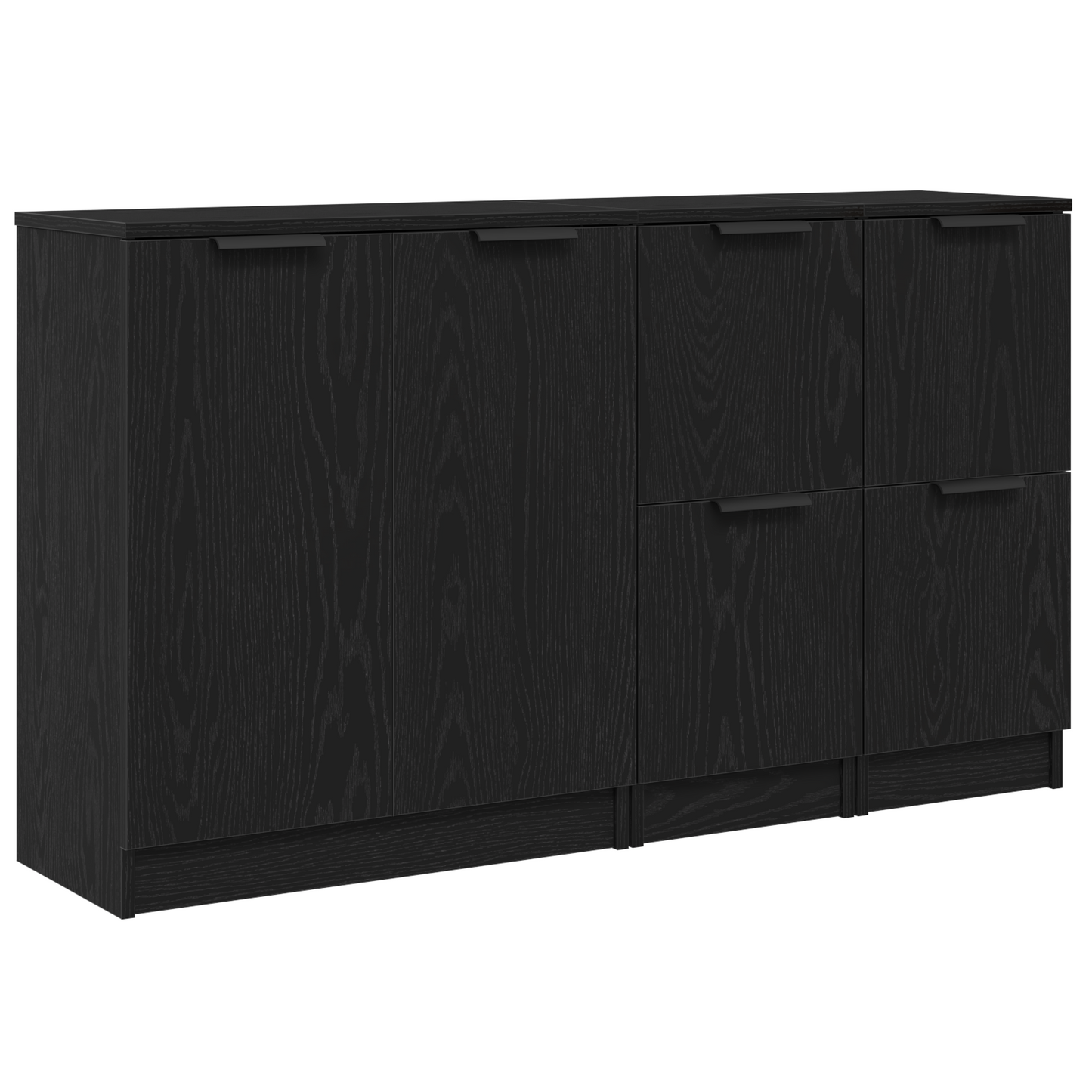Sideboard 3 pcs Schwarz Eichen-Optik Holzwerkstoff