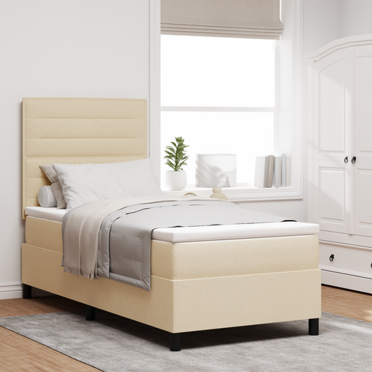 Beige Boxspringbett mit Matratze 80x200 cm
