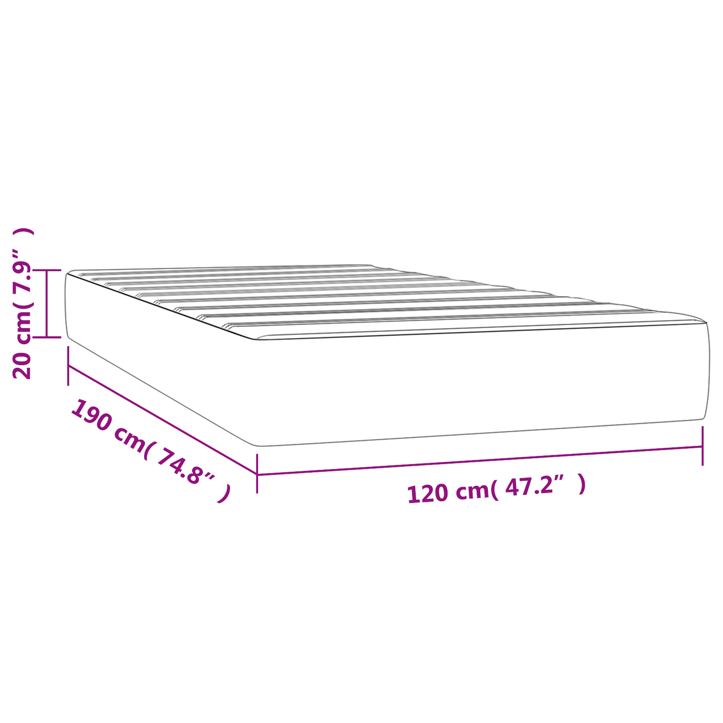 Taschenfederkernmatratze Dunkelgrau 120x190x20 cm Stoff