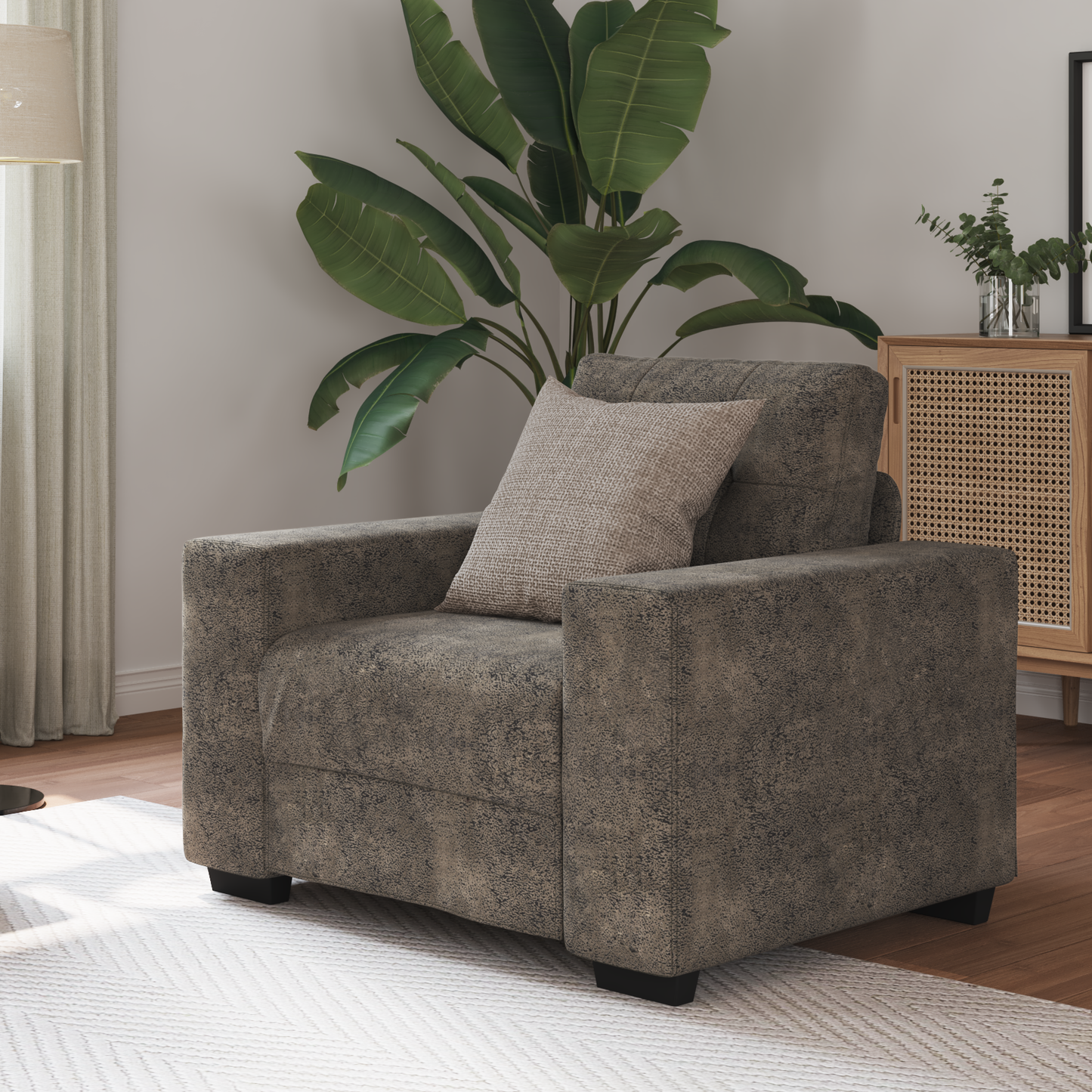 Sofa-Sessel mit Kissen Dunkelgrau Kunstleder