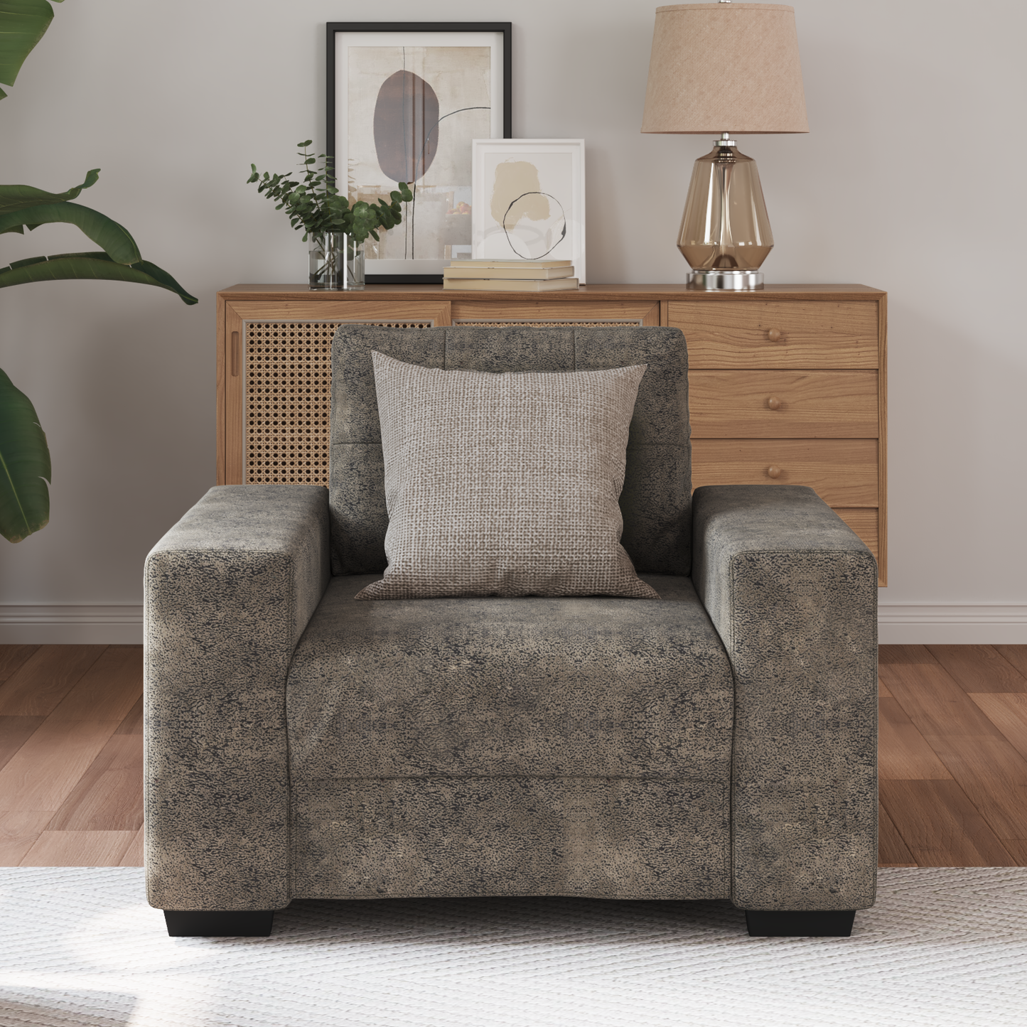Sofa-Sessel mit Kissen Dunkelgrau Kunstleder