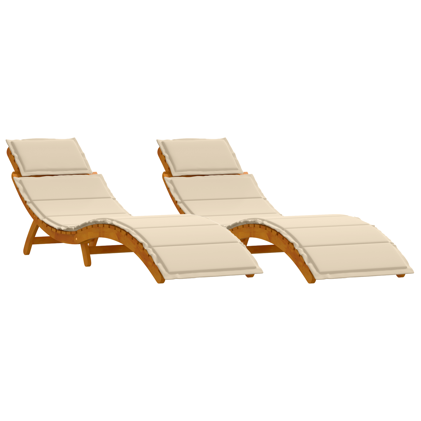 Sonnenliege 2 pcs Beige 184 x 55 x 64cm Massivholz Akazie