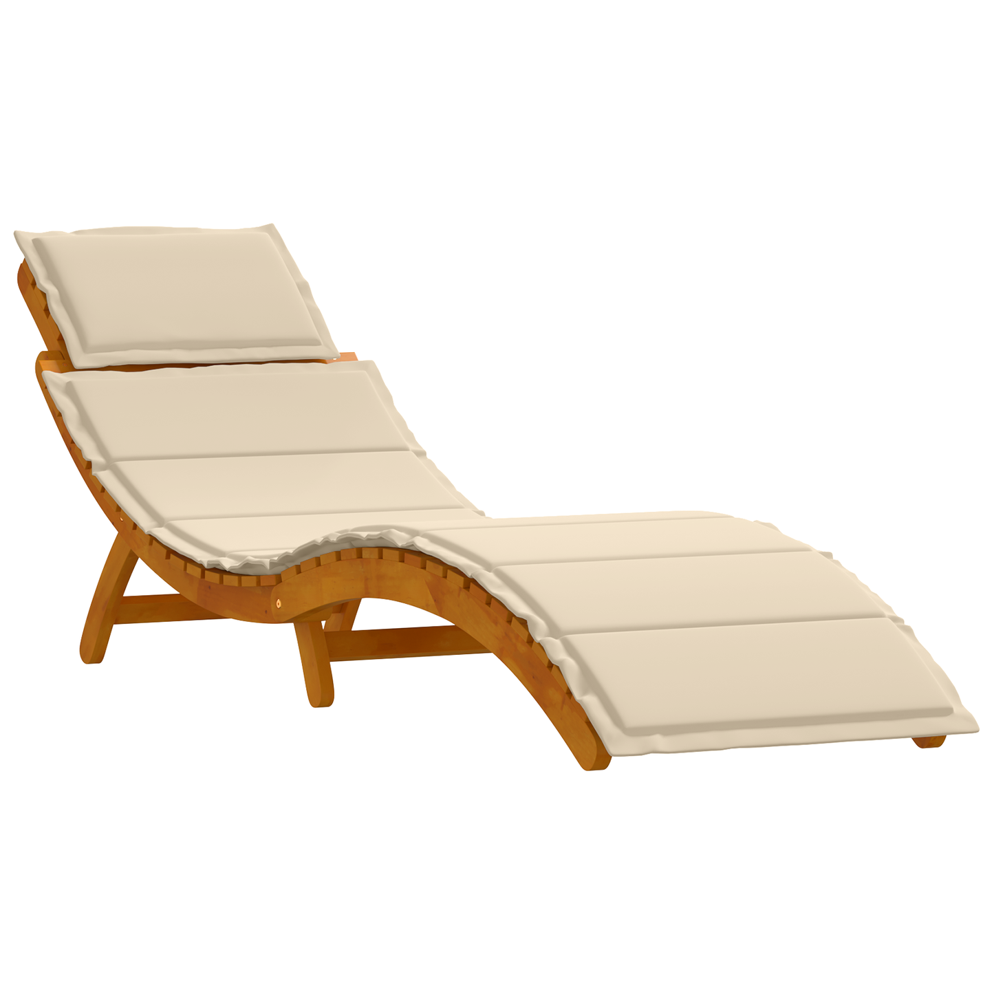 Sonnenliege 2 pcs Beige 184 x 55 x 64cm Massivholz Akazie