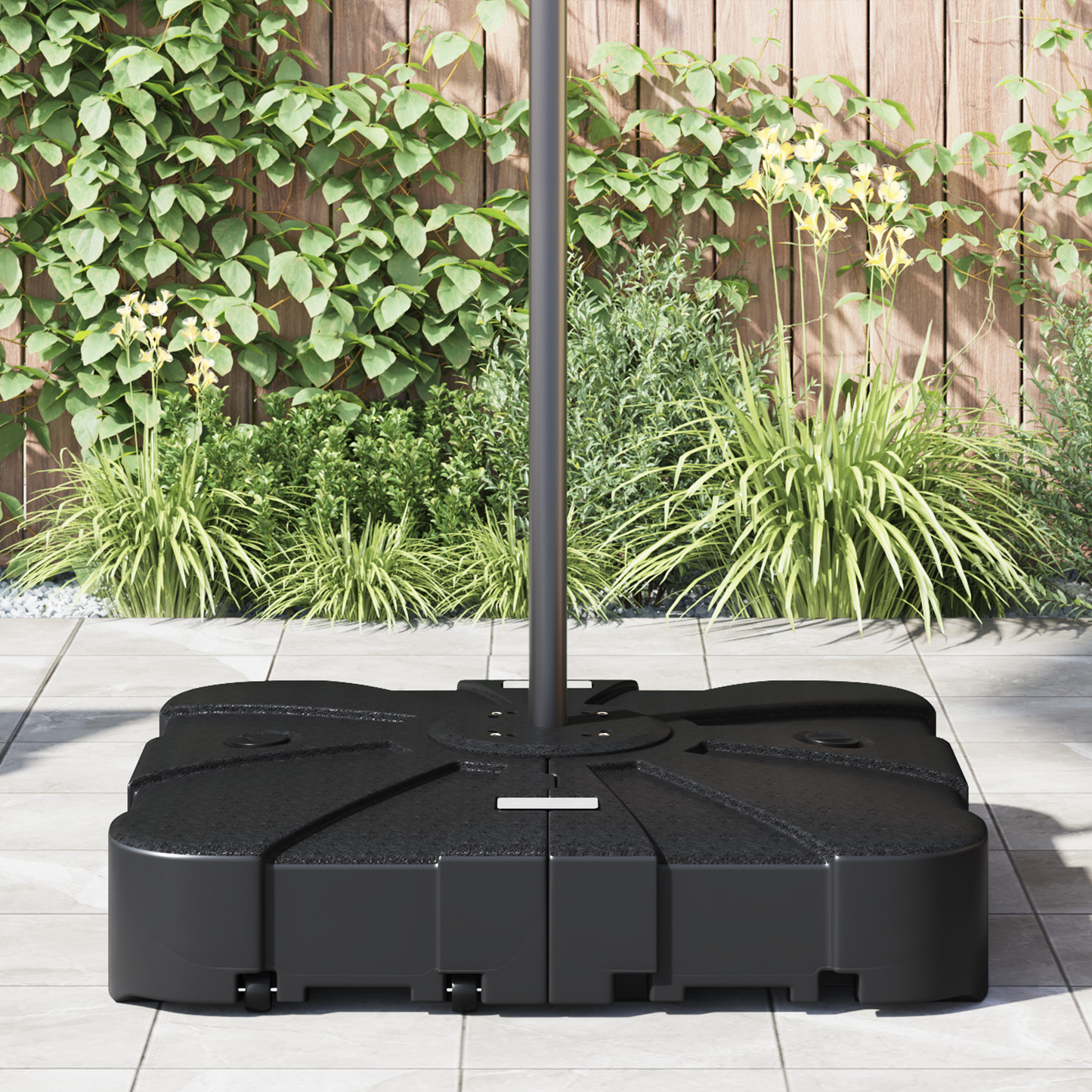 Set mit Ausleger-Sonnenschirmbasis 2 pcs Schwarz