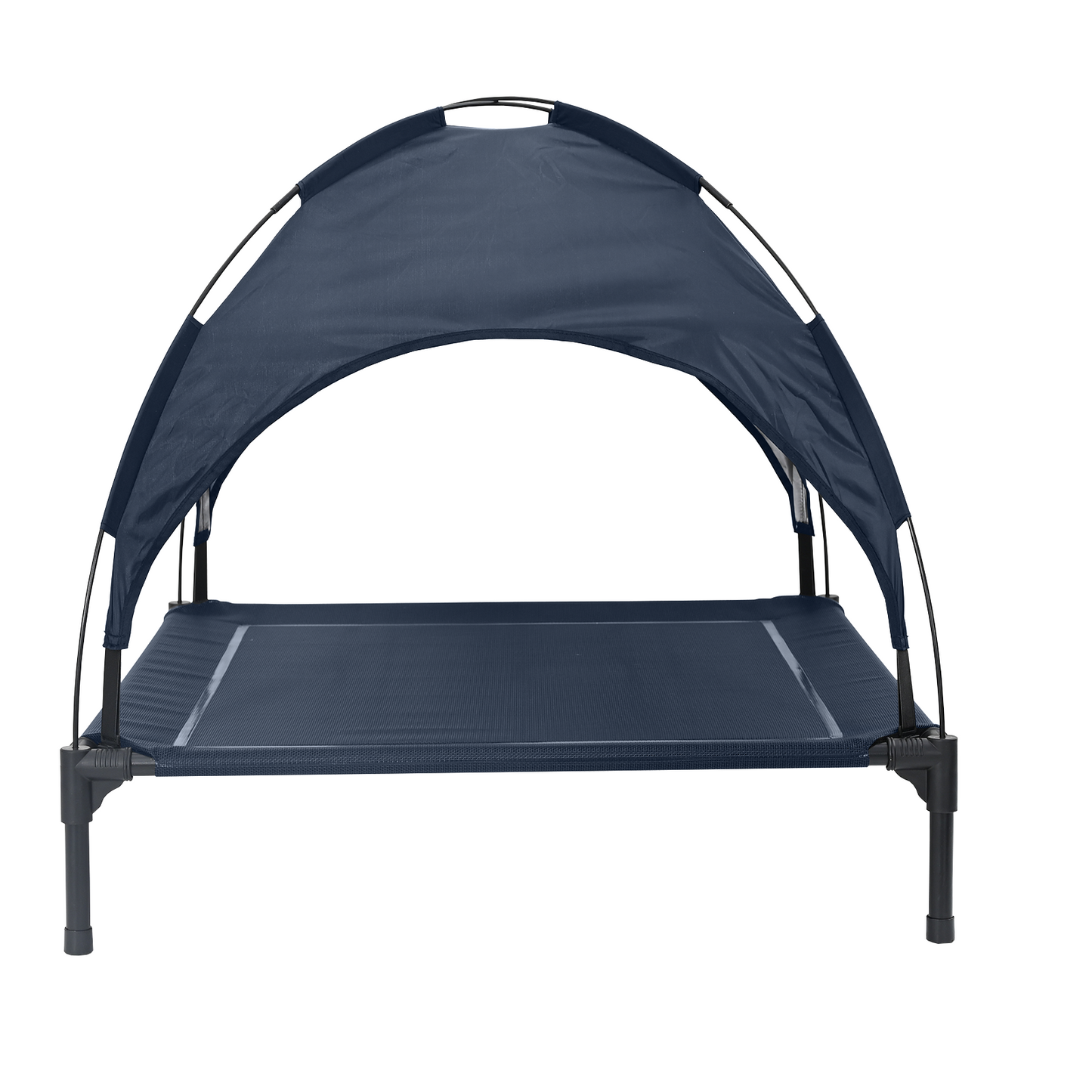 erhöhtes Hundebett mit abnehmbarem Dach Marineblau L Stahl