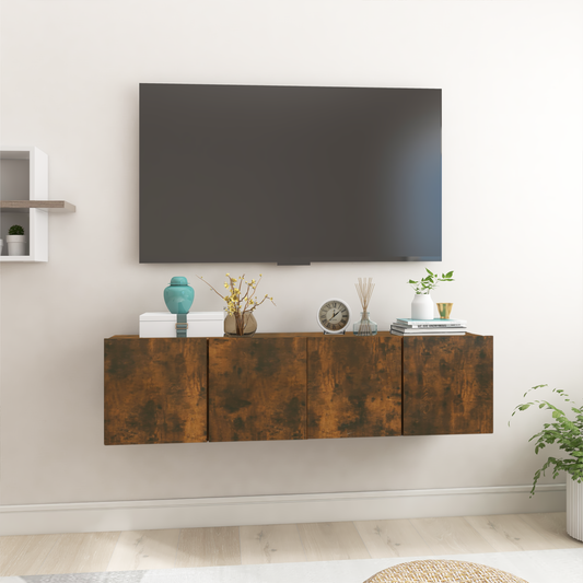 Meubles TV muraux 2 pièces chêne fumé 60x30x30 cm