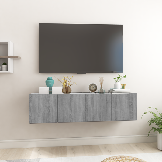 Meuble TV mural gris Sonoma, 2 pièces, 60 x 30 x 30 cm, bois