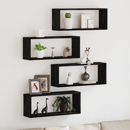 Wandregale 4 pcs Schwarze Eiche 60 x 15 x 23 cm Holzwerkstoff