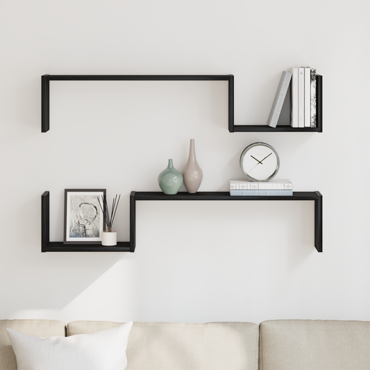 Wandregal 2 pcs Schwarze Eiche 100 x 15 x 20 cm Holzwerkstoff