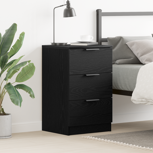 Nachttisch Schwarz Eichen-Optik 40 x 65 x 65 cm Holzwerkstoff