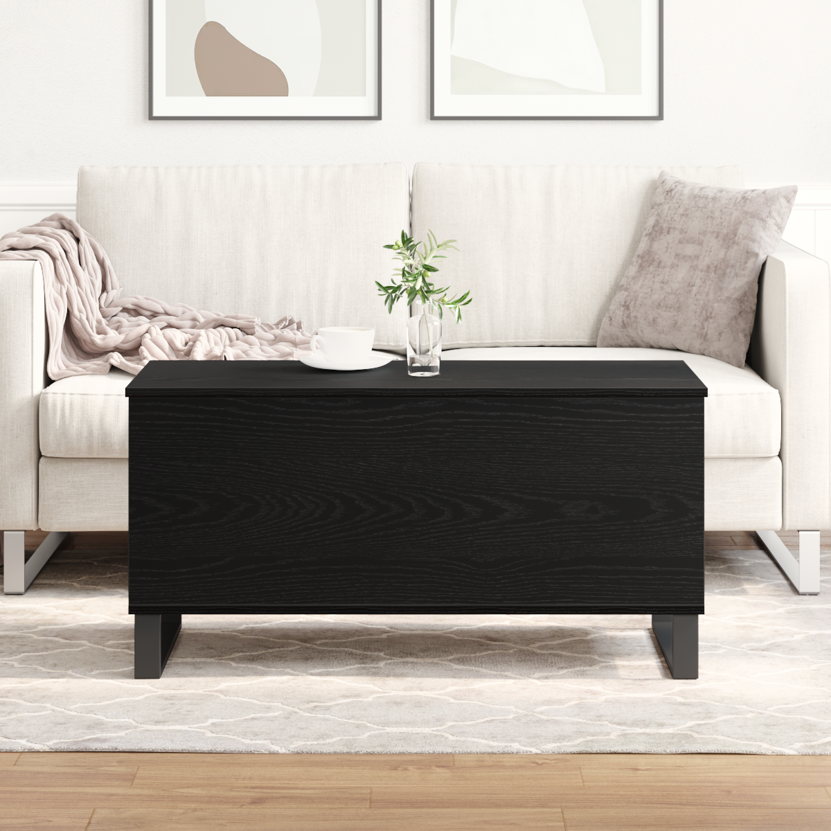 Couchtisch Schwarz Eichen-Optik 90 x 44.5 x 45 cm Holzwerkstoff