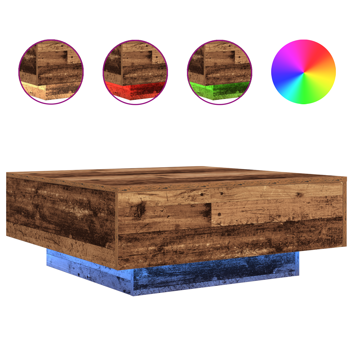 Couchtisch Altes Holz Blau 80 x 80 x 31 cm Holzwerkstoff