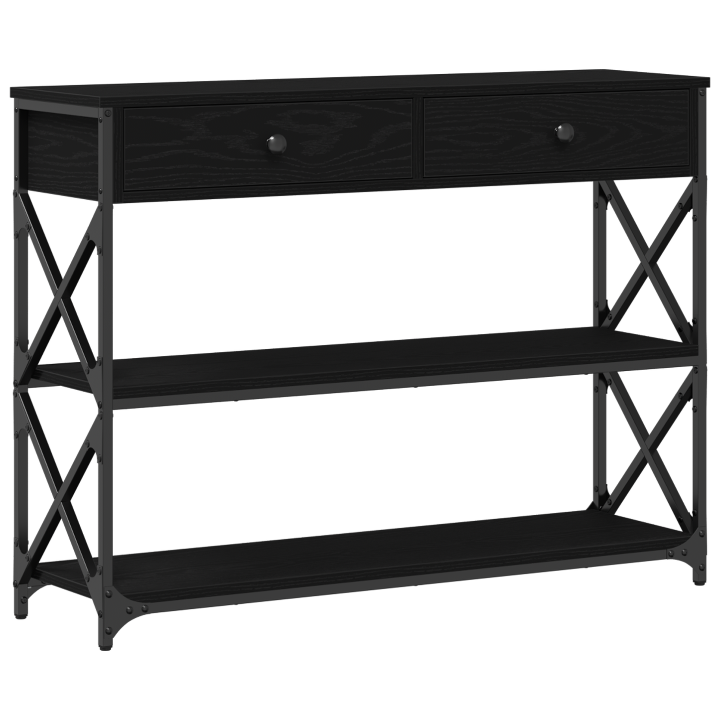 Konsole Tisch Schwarz Eichen-Optik 100 x 28 x 75 cm
