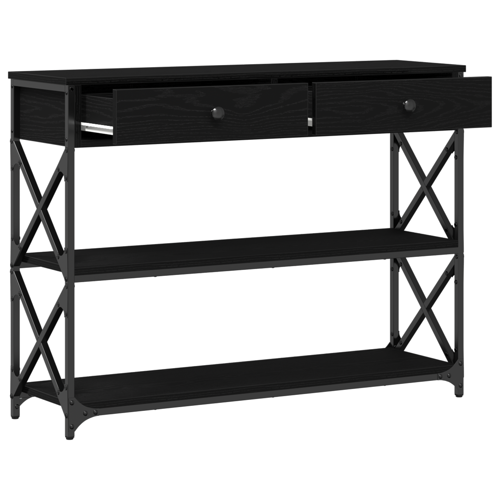 Konsole Tisch Schwarz Eichen-Optik 100 x 28 x 75 cm