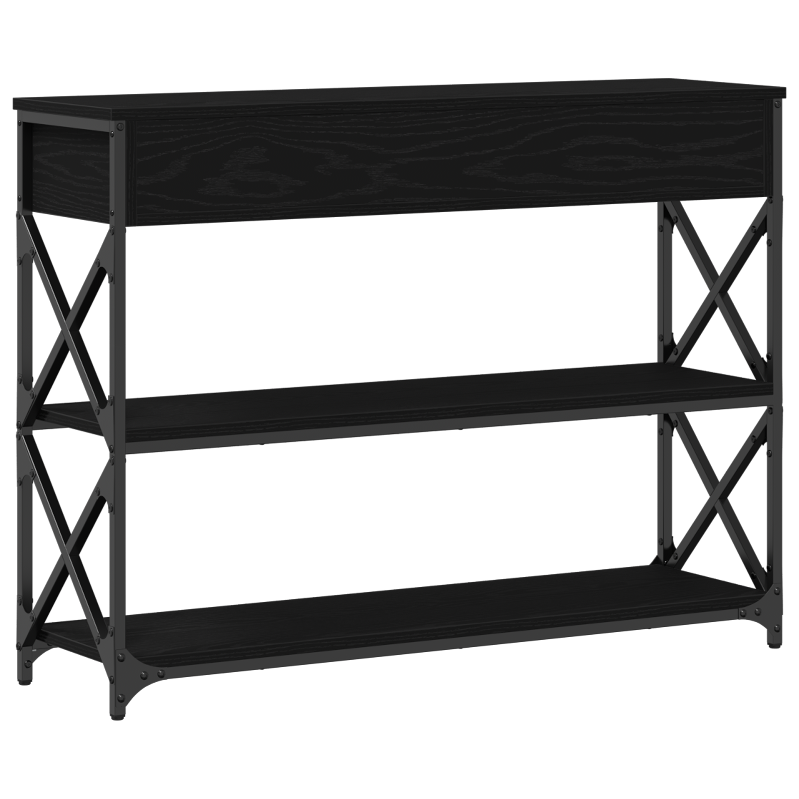Konsole Tisch Schwarz Eichen-Optik 100 x 28 x 75 cm