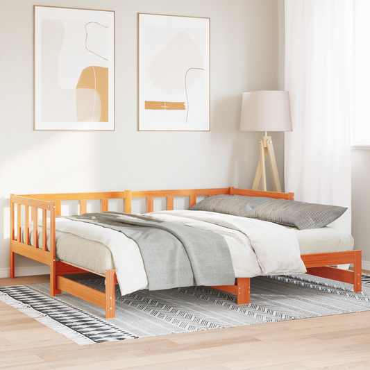 Ausziehbett ohne Matratze Wachs Braun 2x(90x190) cm