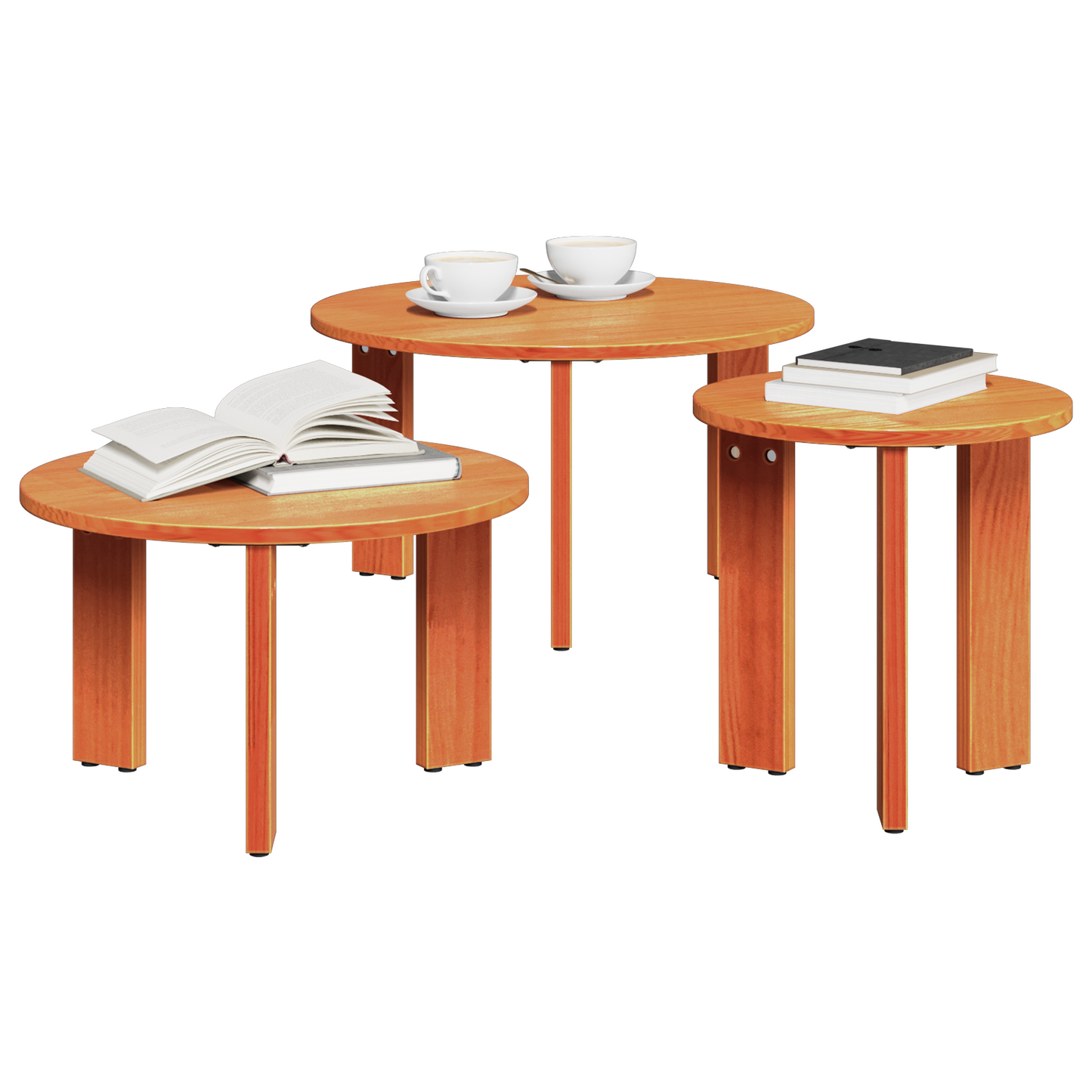 Couchtisch 3 pcs Wachsbraun 47,5 x 47,5 x 27 cm