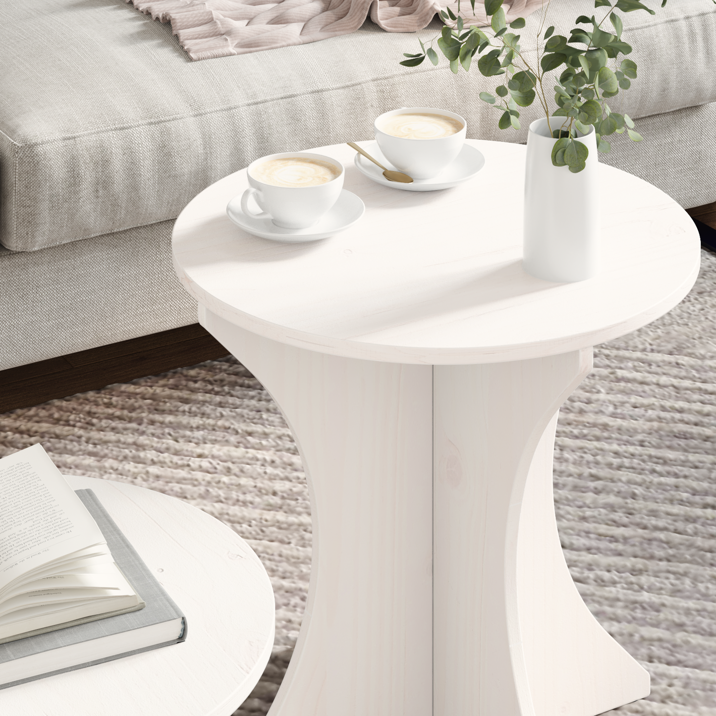Couchtisch 2 pcs Weiß 46 x 46 x 47 cm Massivholz Kiefer